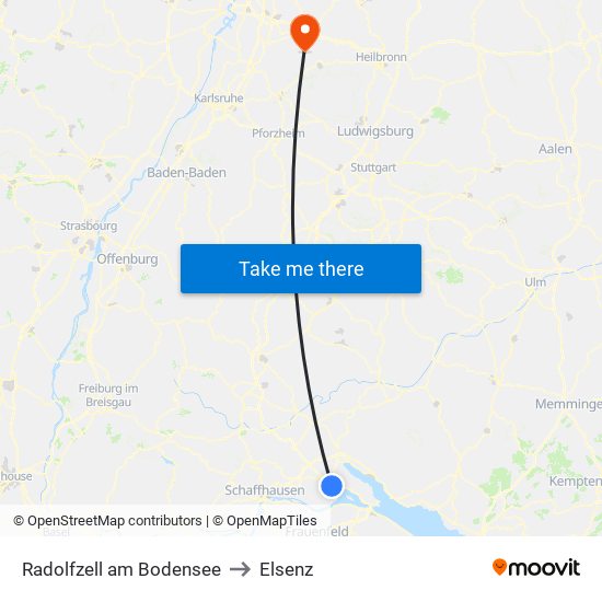 Radolfzell am Bodensee to Elsenz map