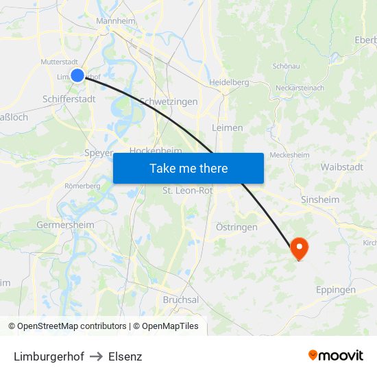 Limburgerhof to Elsenz map