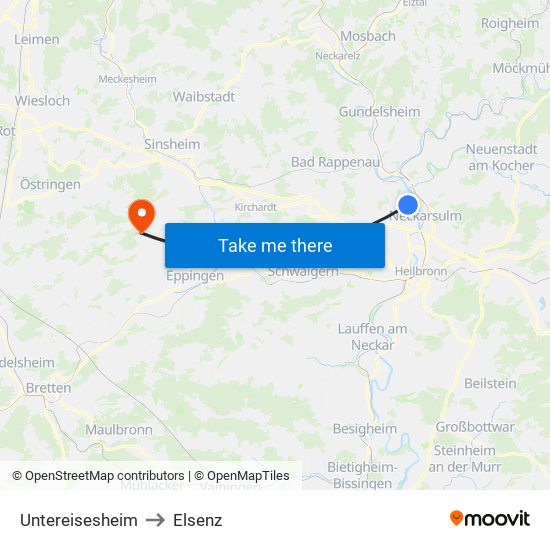 Untereisesheim to Elsenz map