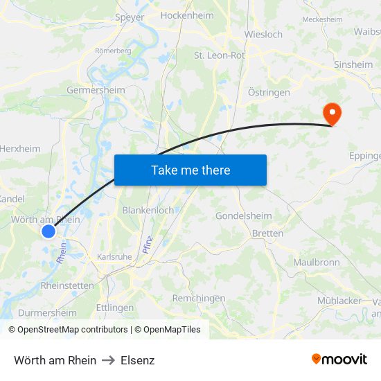 Wörth am Rhein to Elsenz map