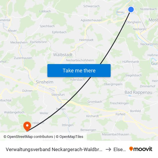 Verwaltungsverband Neckargerach-Waldbrunn to Elsenz map