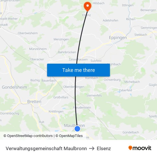 Verwaltungsgemeinschaft Maulbronn to Elsenz map