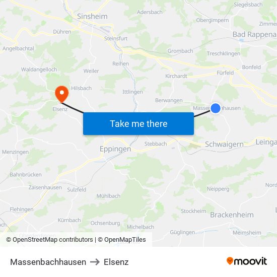 Massenbachhausen to Elsenz map