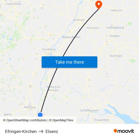 Efringen-Kirchen to Elsenz map