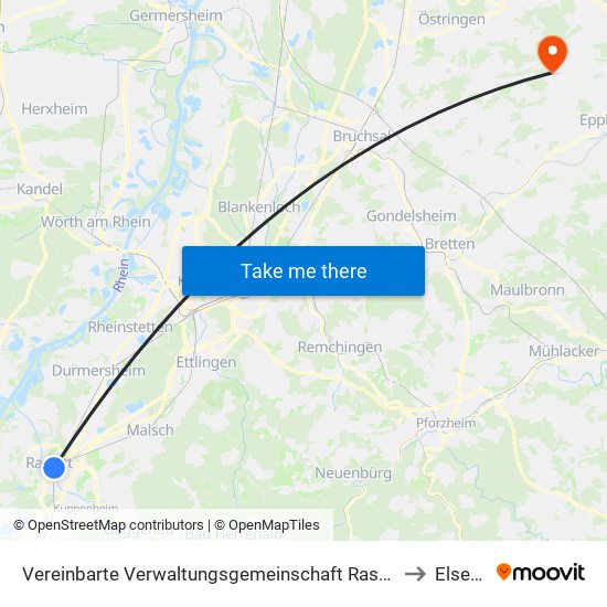 Vereinbarte Verwaltungsgemeinschaft Rastatt to Elsenz map