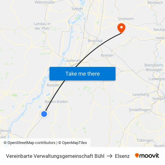 Vereinbarte Verwaltungsgemeinschaft Bühl to Elsenz map