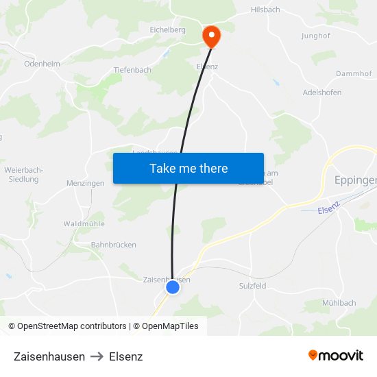 Zaisenhausen to Elsenz map