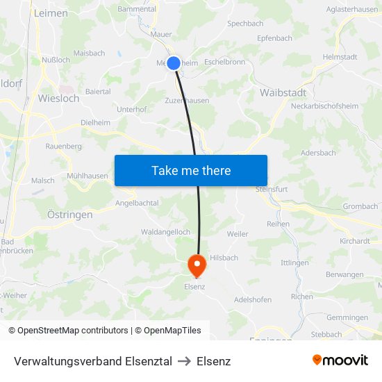 Verwaltungsverband Elsenztal to Elsenz map