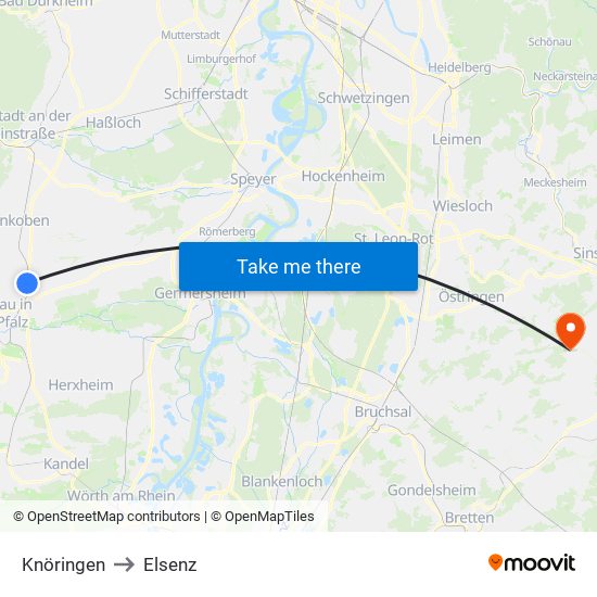 Knöringen to Elsenz map