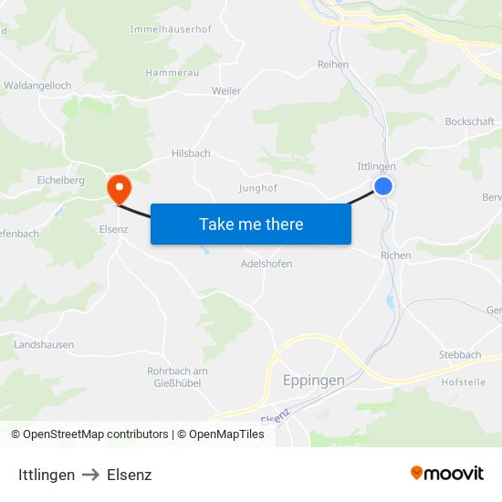 Ittlingen to Elsenz map