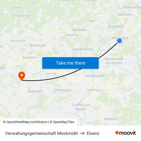 Verwaltungsgemeinschaft Möckmühl to Elsenz map