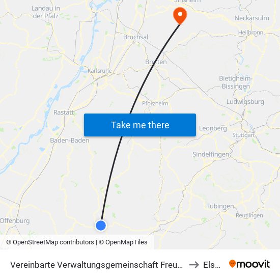 Vereinbarte Verwaltungsgemeinschaft Freudenstadt to Elsenz map