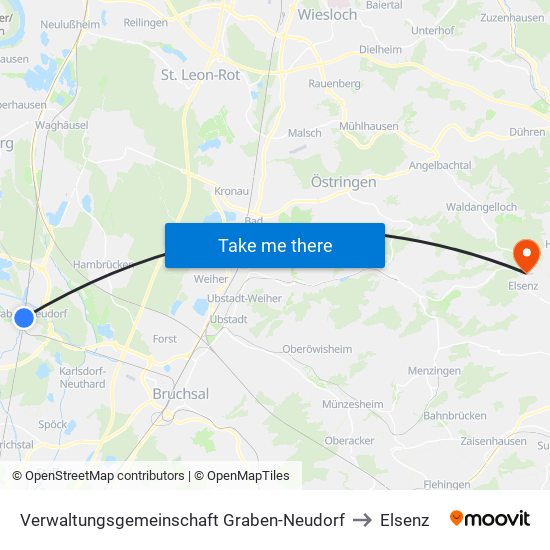 Verwaltungsgemeinschaft Graben-Neudorf to Elsenz map