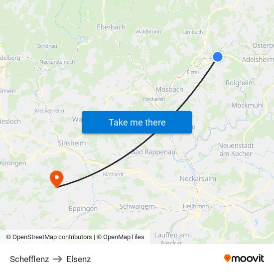 Schefflenz to Elsenz map