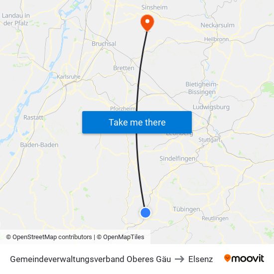 Gemeindeverwaltungsverband Oberes Gäu to Elsenz map