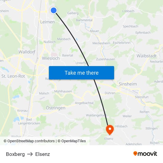 Boxberg to Elsenz map