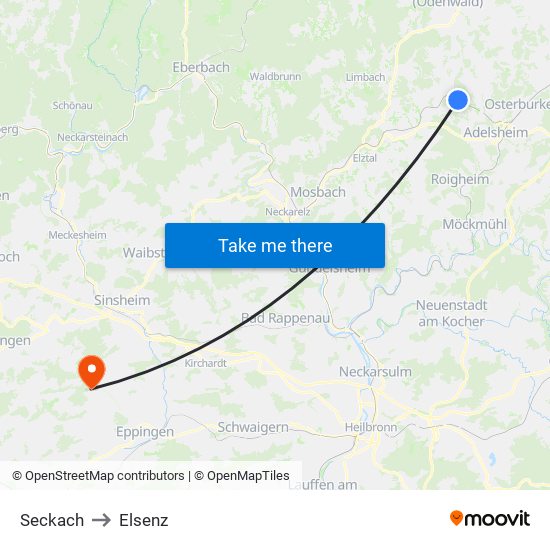 Seckach to Elsenz map