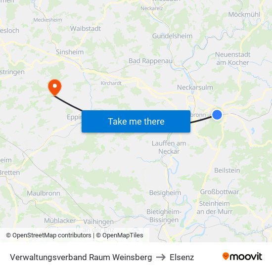 Verwaltungsverband Raum Weinsberg to Elsenz map
