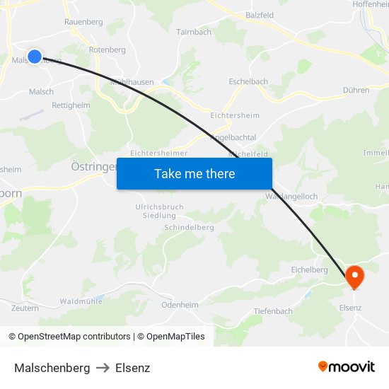 Malschenberg to Elsenz map