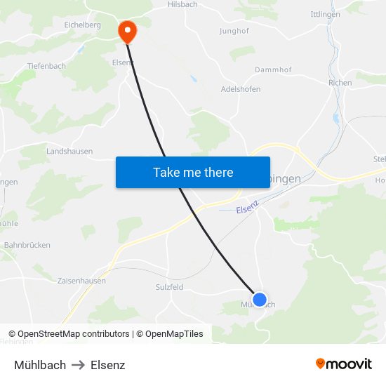 Mühlbach to Elsenz map
