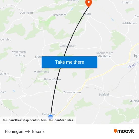Flehingen to Elsenz map