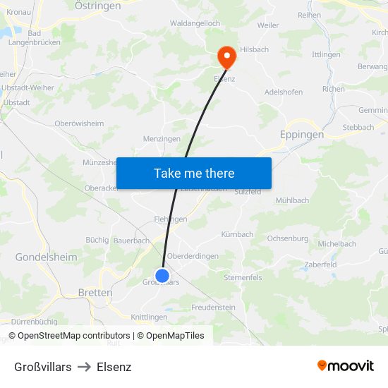 Großvillars to Elsenz map