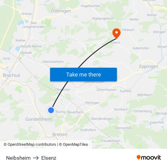 Neibsheim to Elsenz map