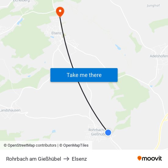 Rohrbach am Gießhübel to Elsenz map