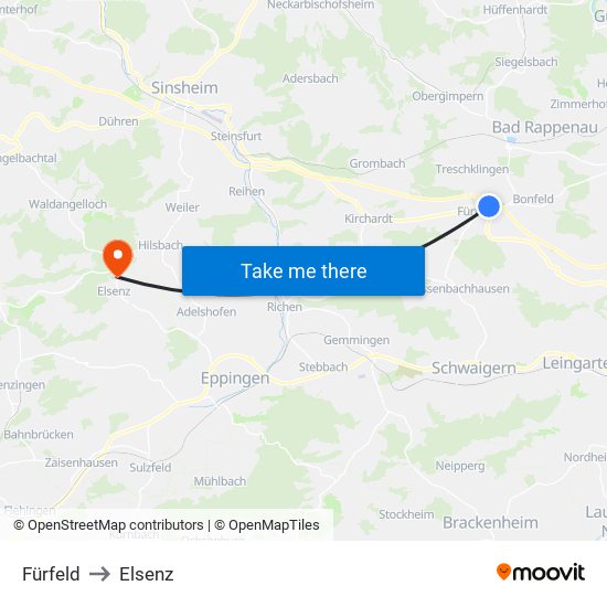Fürfeld to Elsenz map
