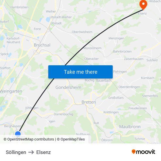 Söllingen to Elsenz map