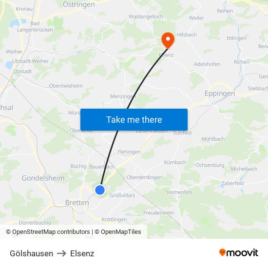 Gölshausen to Elsenz map
