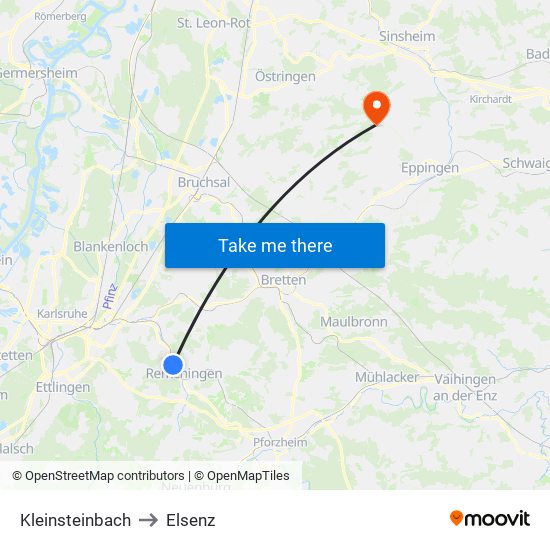 Kleinsteinbach to Elsenz map