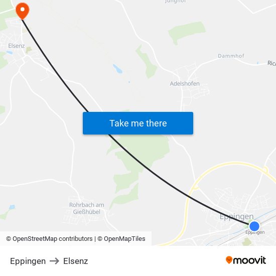 Eppingen to Elsenz map