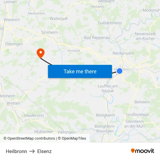 Heilbronn to Elsenz map