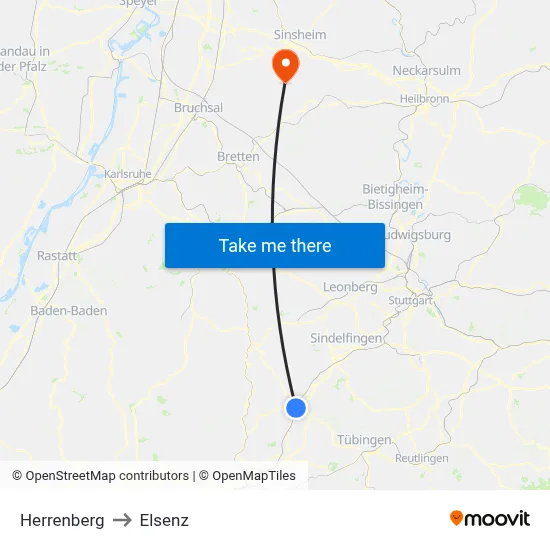 Herrenberg to Elsenz map