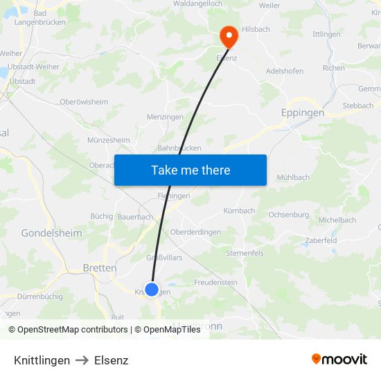 Knittlingen to Elsenz map