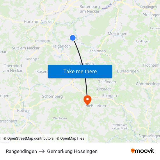 Rangendingen to Gemarkung Hossingen map