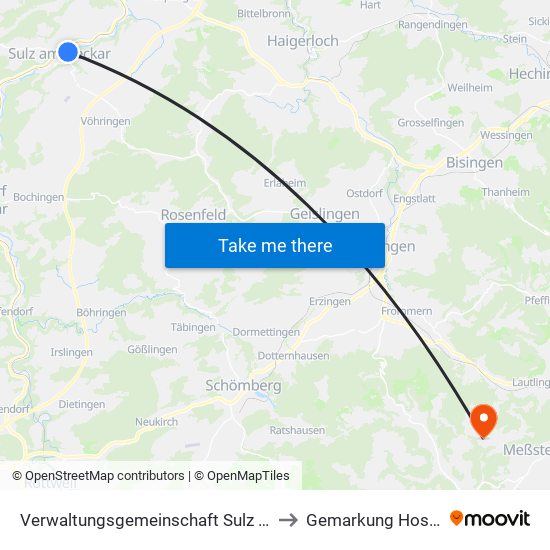 Verwaltungsgemeinschaft Sulz am Neckar to Gemarkung Hossingen map