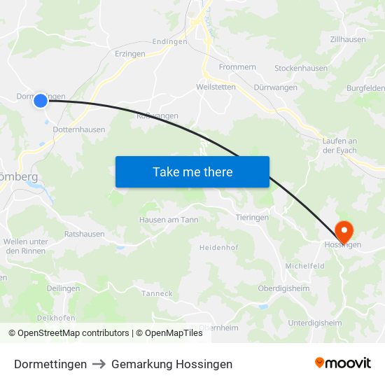 Dormettingen to Gemarkung Hossingen map