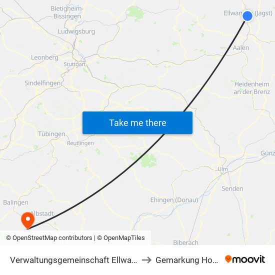 Verwaltungsgemeinschaft Ellwangen (Jagst) to Gemarkung Hossingen map