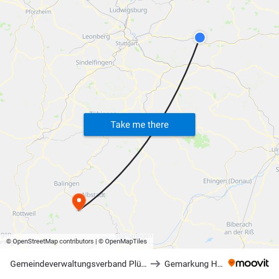 Gemeindeverwaltungsverband Plüderhausen-Urbach to Gemarkung Hossingen map