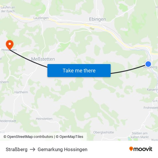 Straßberg to Gemarkung Hossingen map