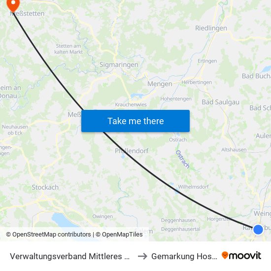 Verwaltungsverband Mittleres Schussental to Gemarkung Hossingen map