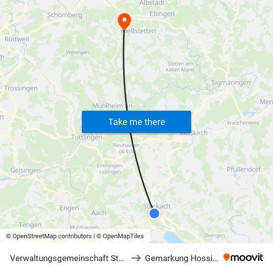Verwaltungsgemeinschaft Stockach to Gemarkung Hossingen map