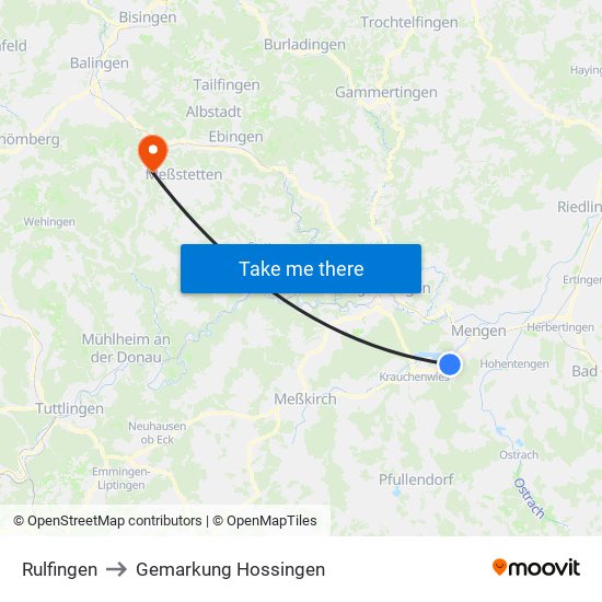 Rulfingen to Gemarkung Hossingen map