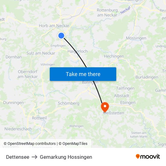 Dettensee to Gemarkung Hossingen map