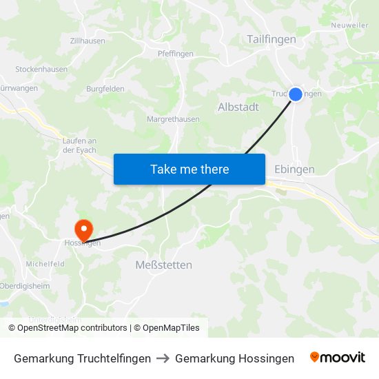 Gemarkung Truchtelfingen to Gemarkung Hossingen map