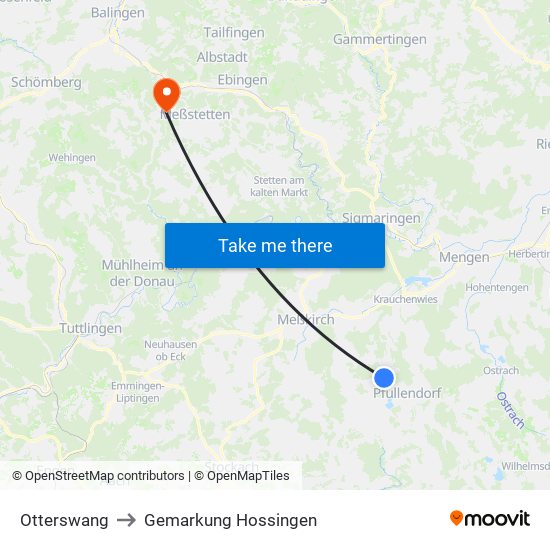 Otterswang to Gemarkung Hossingen map