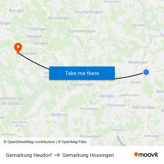 Gemarkung Heudorf to Gemarkung Hossingen map