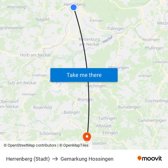 Herrenberg (Stadt) to Gemarkung Hossingen map